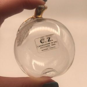 C.Z. Lavorazione in‎ Oro Zecchino 1000 Murano Italy Clear Glass w/24k Gold Apple